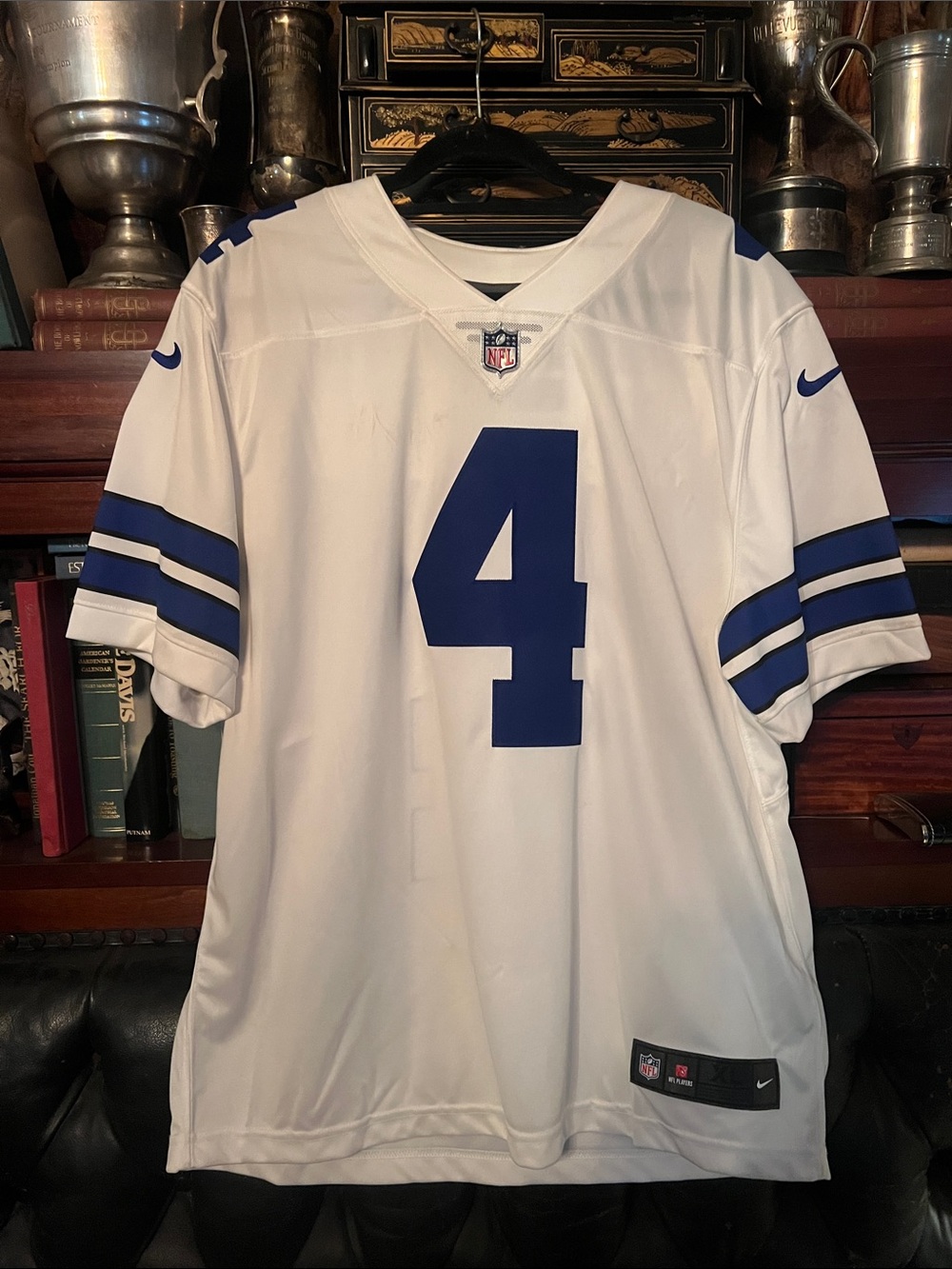 Nike Dak Prescott White Football Jersey with Blue Number 4
